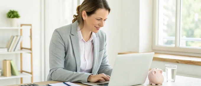 A preschool teacher budgets for the cost of CDA certification using a laptop and calculator.