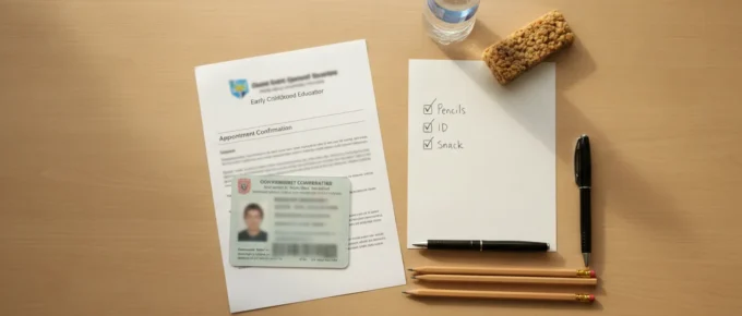 Early childhood educator preparing a CDA exam day checklist