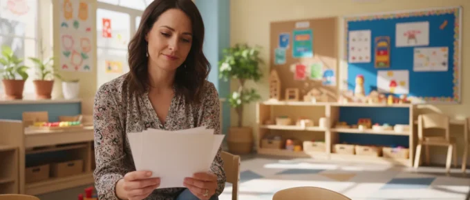 Early childhood educator reviewing anonymous family feedback