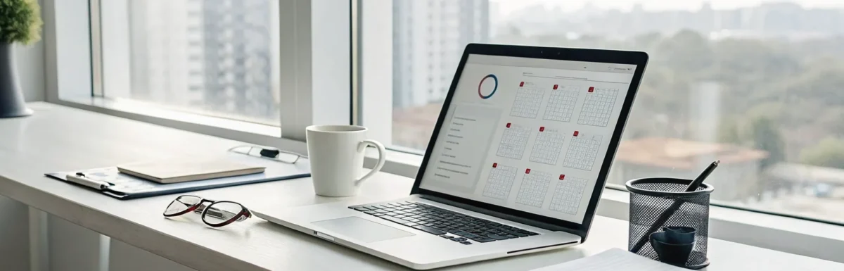 A laptop with a calendar for planning a CDA renewal online course.