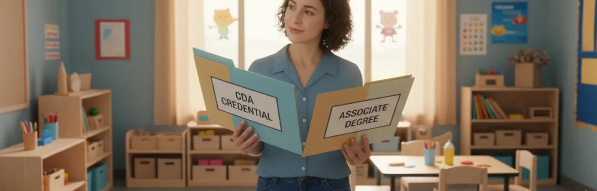 Early childhood educator comparing CDA and associate degree paths