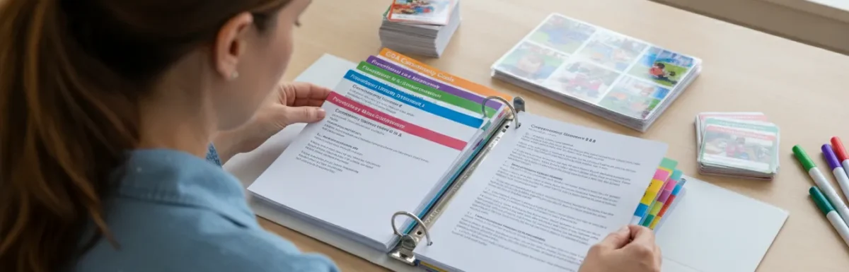 Organized CDA Professional Portfolio binder with labeled divider tabs and sections