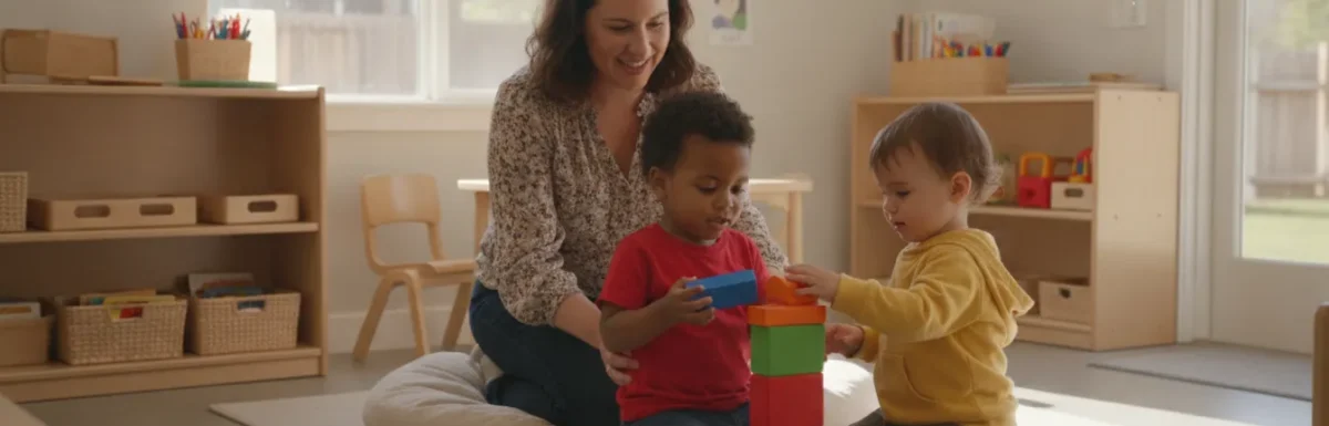 A preschool teacher working on professional development materials
