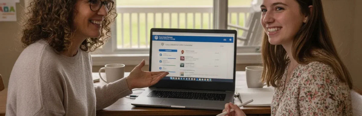 Educator earning her North Carolina CDA certification online on a laptop