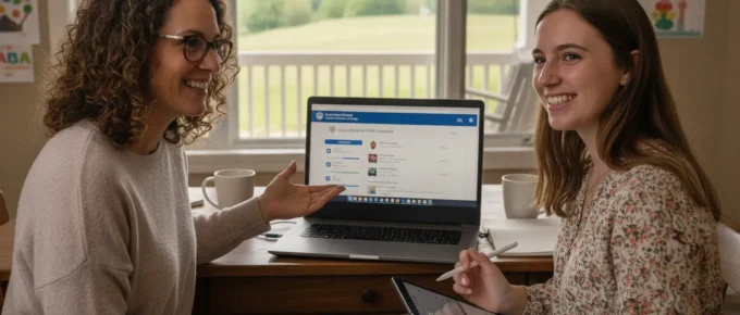 Educator earning her North Carolina CDA certification online on a laptop