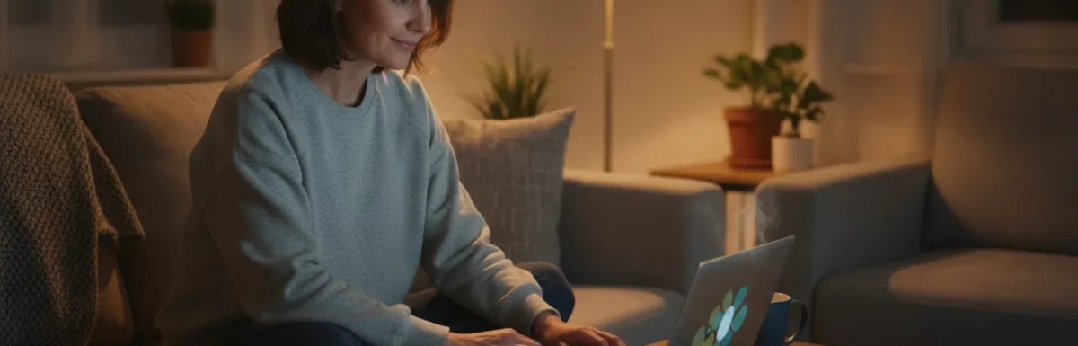 Preschool teacher studying self-paced CDA training on a laptop at home