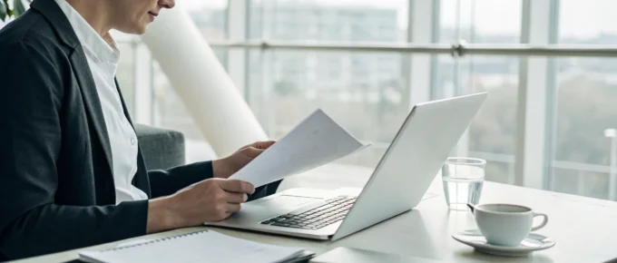 Professional at a laptop researching the best online CDA program.
